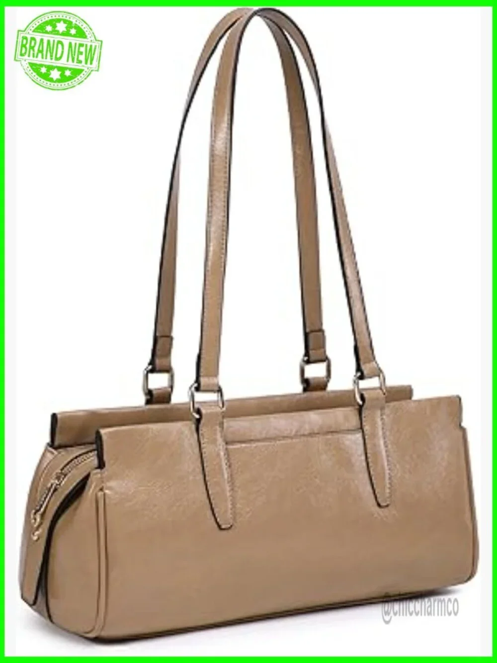 Medium Vegan Leather Hobo Bag with 3 Compartments & 6 Pockets